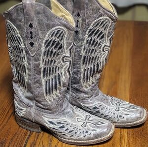 Corral Sequin Wings & Cross Square Toe Boots